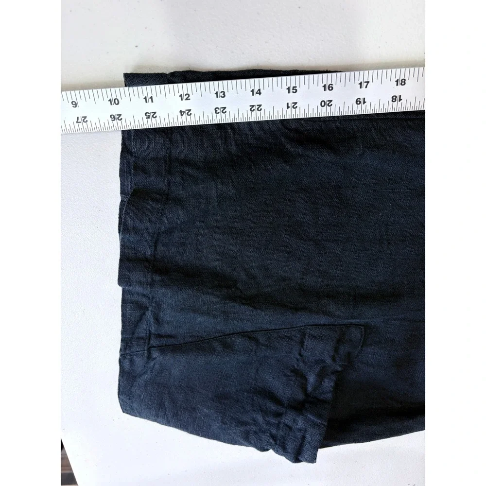 Bryn Walker Black Linen Wide Leg Cropped Pants Ankle Pockets Button Detail L USA - Picture 12 of 15